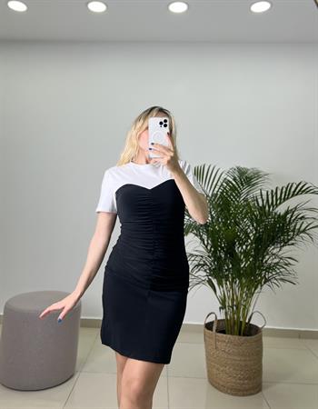 Önü Drapeli Tişört Elbise