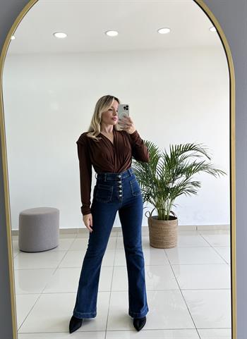 Orijinal Marka  Düğme Detaylı İspanyol Pantolon