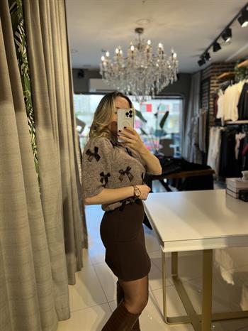 Orijinal Marka Evaze Kahverengi Mini Etek