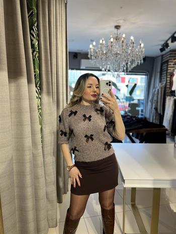 Orijinal Marka Evaze Kahverengi Mini Etek