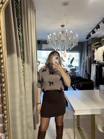 Orijinal Marka Evaze Kahverengi Mini Etek