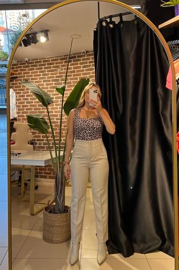 Orijinal Marka Modeli Ekru Filetolu Pantolon