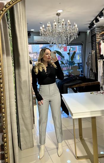 Orijinal Marka Modeli Gri Filetolu Pantolon