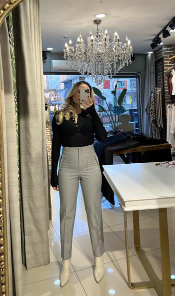 Orijinal Marka Modeli Gri Filetolu Pantolon