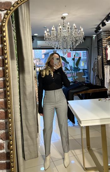 Orijinal Marka Modeli Gri Filetolu Pantolon