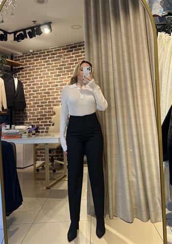 Orijinal Marka Modeli Siyah Filetolu Pantalon  