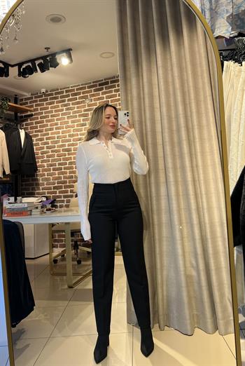 Orijinal Marka Modeli Siyah Filetolu Pantalon  