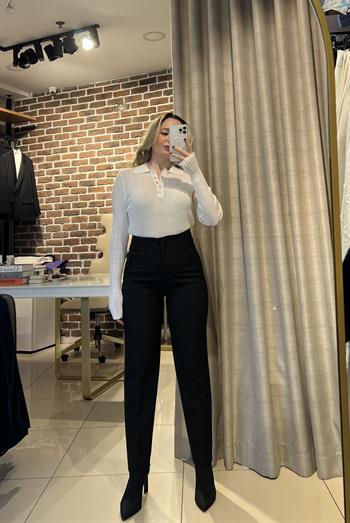 Orijinal Marka Modeli Siyah Filetolu Pantalon  