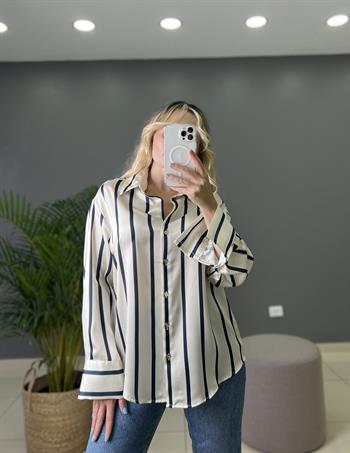 Orijinal Marka Modeli Tok Dokuda Çizgili Saten Gömlek