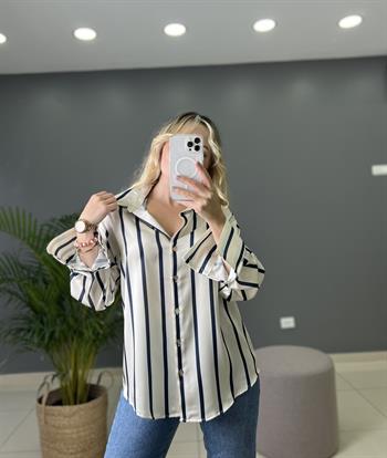 Orijinal Marka Modeli Tok Dokuda Çizgili Saten Gömlek