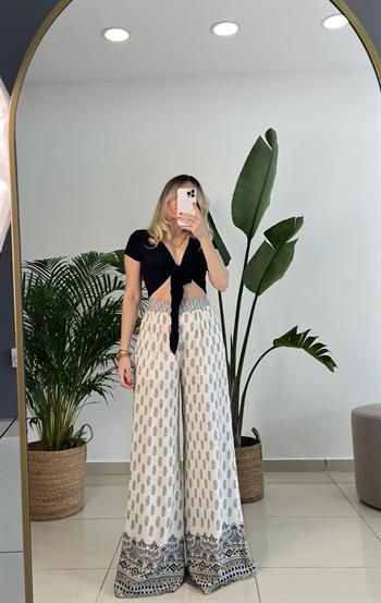 Şal Desen Pamuk Dokuda Palazzo Pantolon