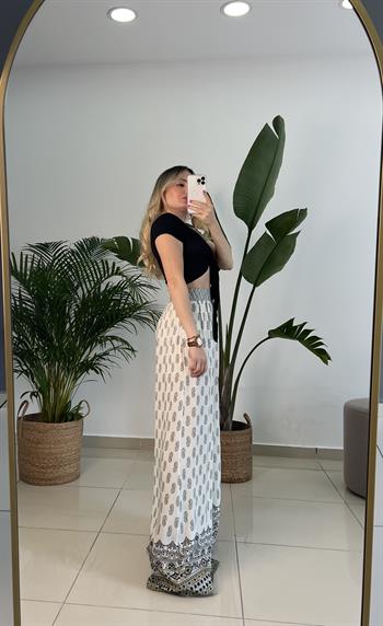 Şal Desen Pamuk Dokuda Palazzo Pantolon