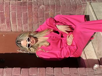 Pembe Saten Takım Elbise