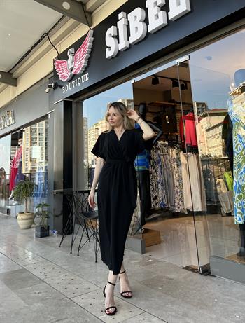 Siyah Kapalı Anvelop Elbise