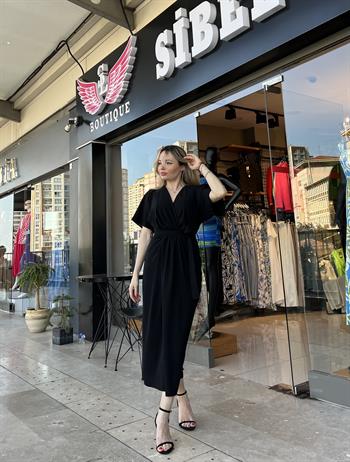 Siyah Kapalı Anvelop Elbise