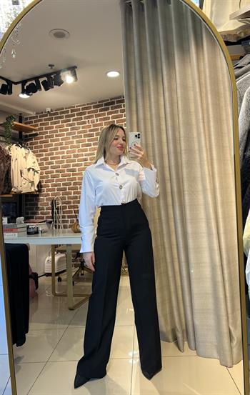 Siyah Palazzo Yüksek Bel Pantalon