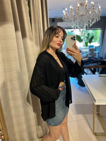 Siyah Transparan Salaş Gömlek