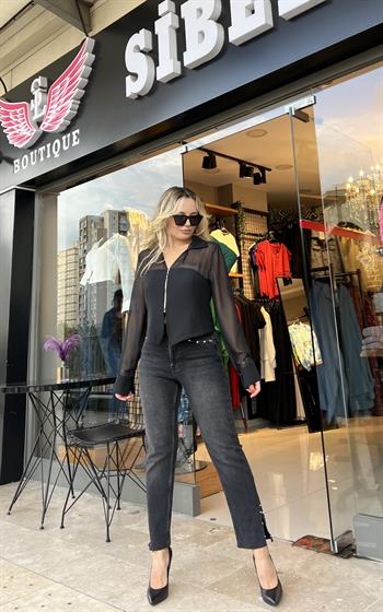 Taşlanmış Füme Rengi Jean Pantolon