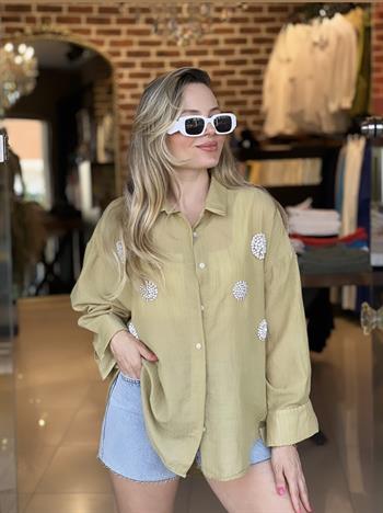 Taşlı Oversize Gömlek