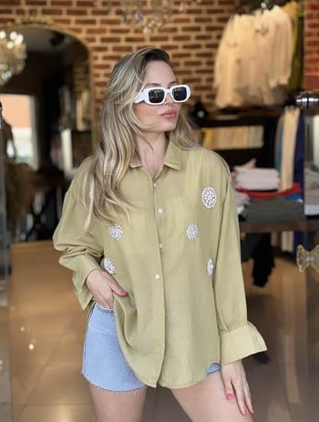 Taşlı Oversize Gömlek