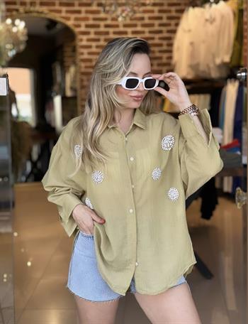 Taşlı Oversize Gömlek