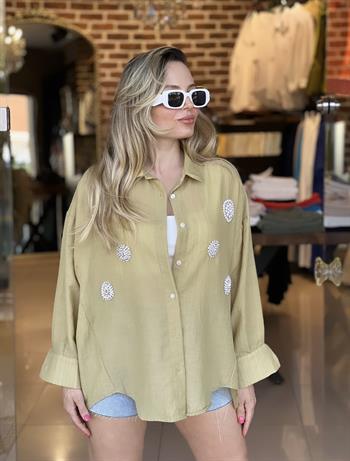 Taşlı Oversize Gömlek