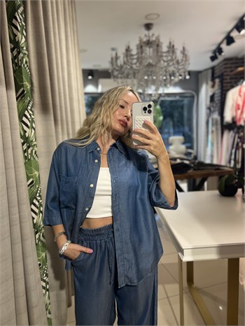 Tensel Denim Gömlek Pantolon Takım