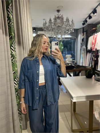 Tensel Denim Gömlek Pantolon Takım
