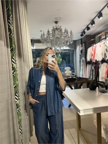 Tensel Denim Gömlek Pantolon Takım