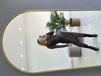 Tül Leopar Desenli Elbise 