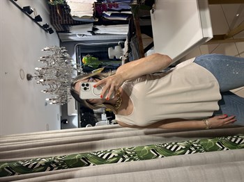 U Yaka Askılı Taş Rengi Modal Atlet