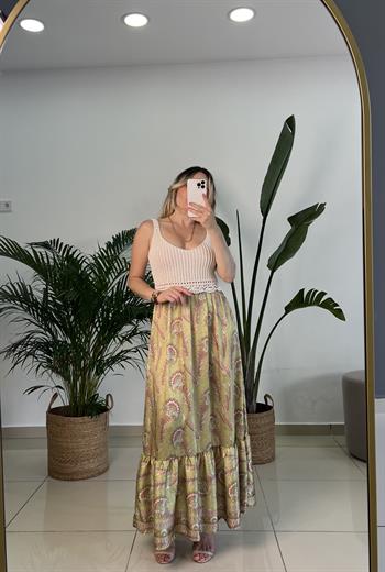 Üst Kısım Örme Detaylı Askılı Elbise