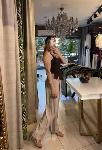 Vizon Tensel Kumaş Palazzo Pantalon
