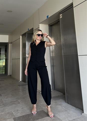 Yelek Pantolon Siyah Takım