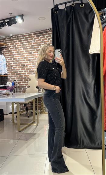 Yüksek Bel İspanyol Paça Füme Pantolon