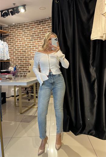 Yüksek Bel Tint Mom Jean Pantolon