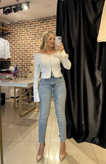 Yüksek Bel Tint Mom Jean Pantolon