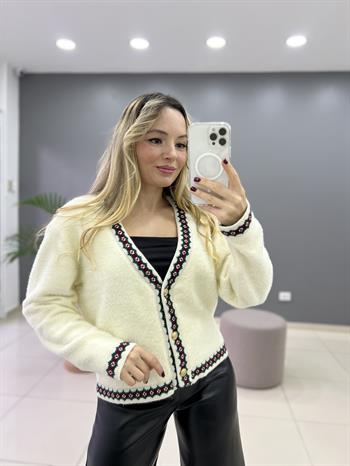 Yumoş Etnik Desenli Hırka