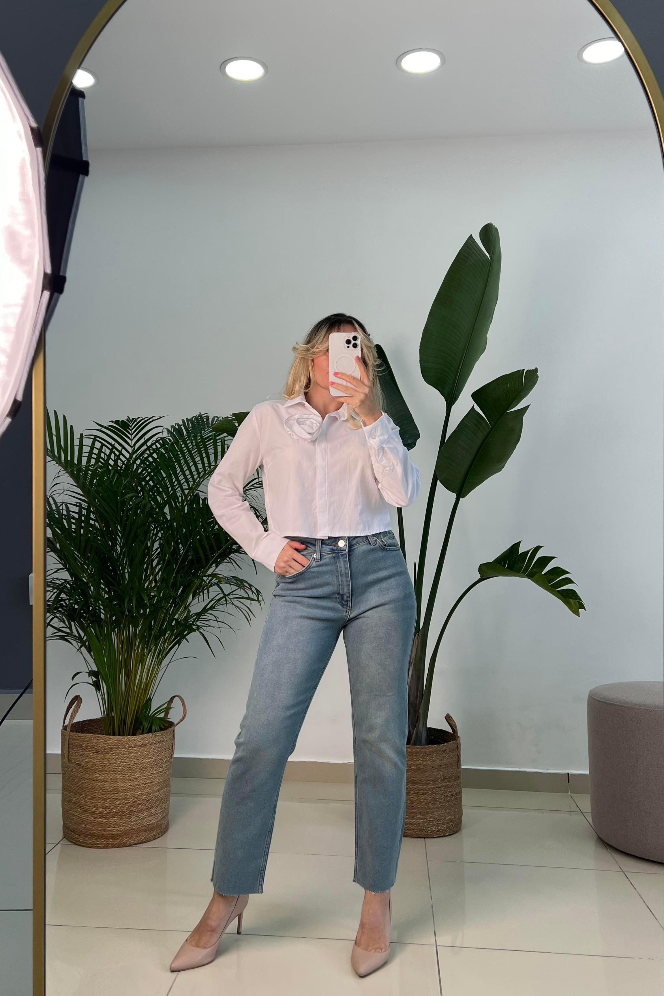 Full Likralı Tint Yıkama Mom Fit Jean Pantolon