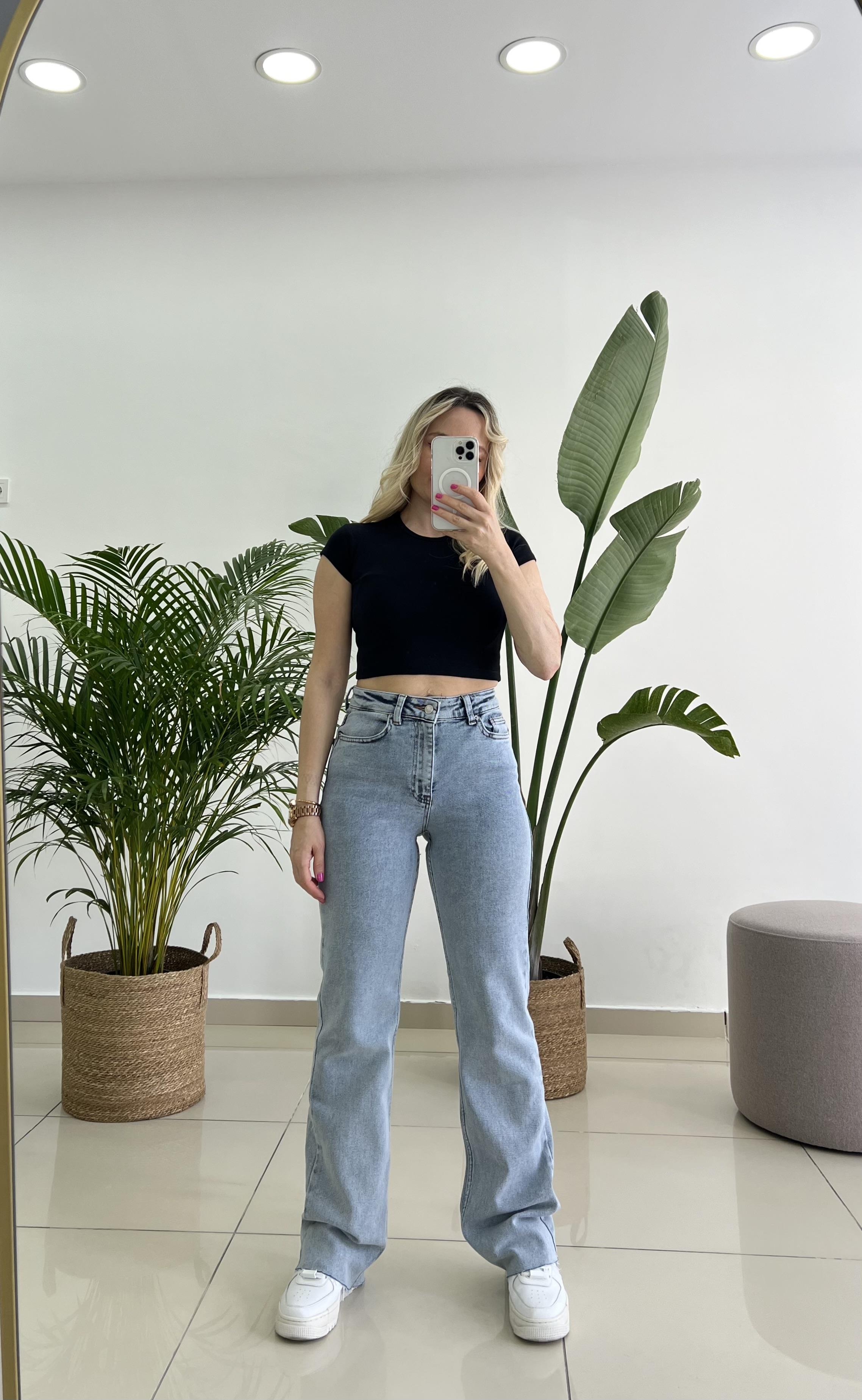 Kar Yıkama Palazzo Jean Pantolon