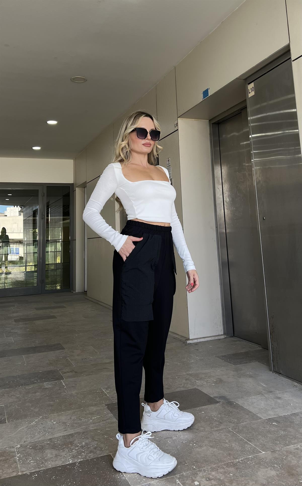 Kargo Cep Detaylı Joger Siyah Eşofman