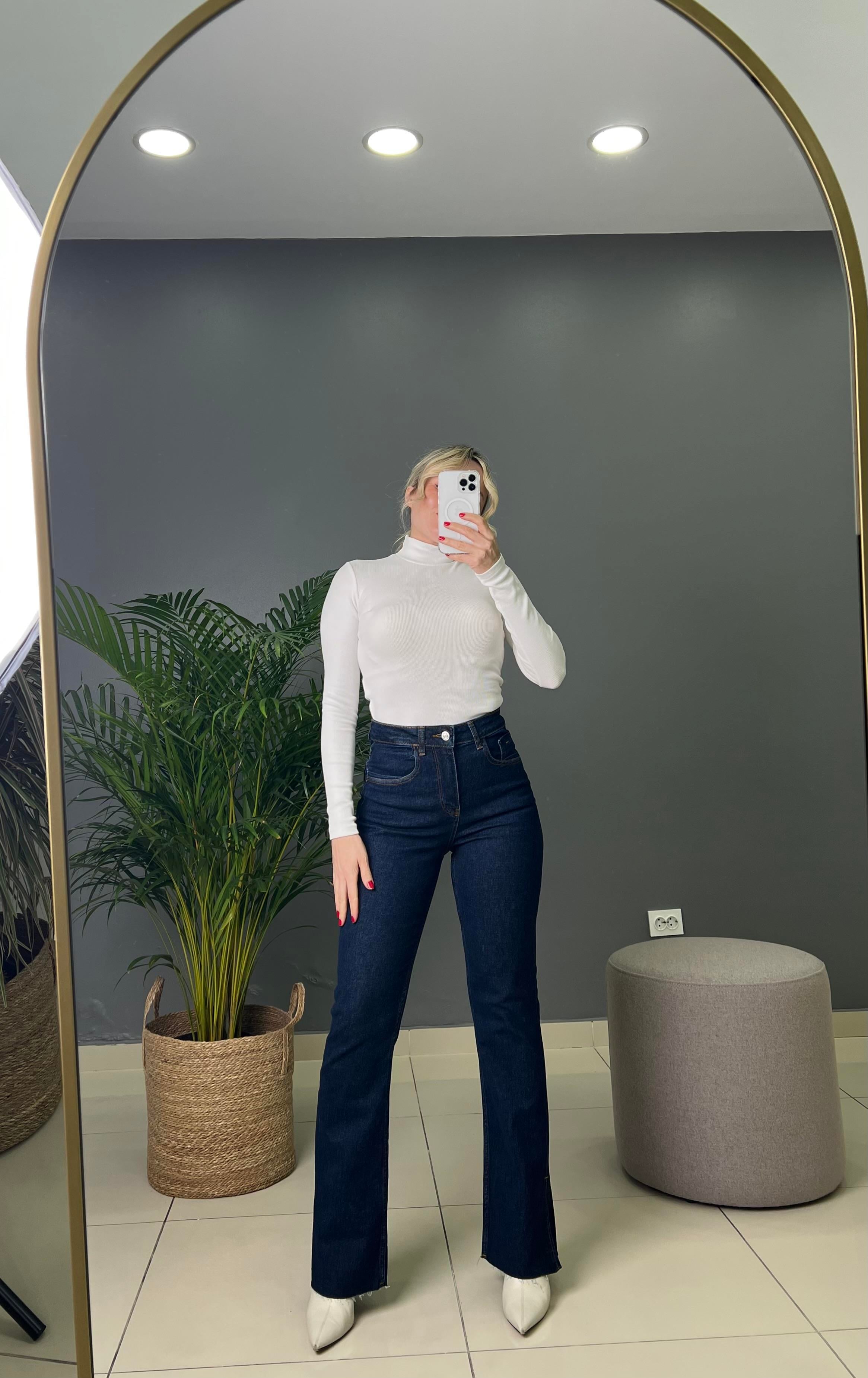 Lacivert  Likralı Jean Pantolon 