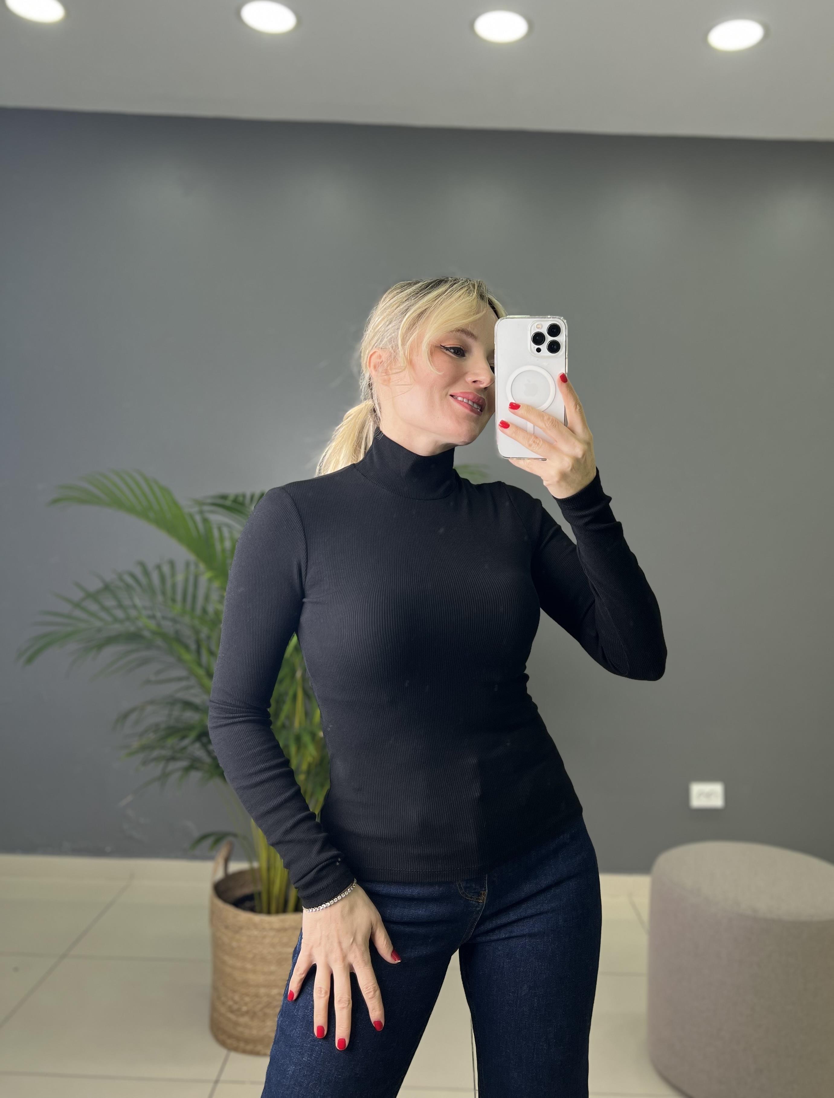 Siyah İnce Fitilli Yarım Balıkçı Likralı Badi