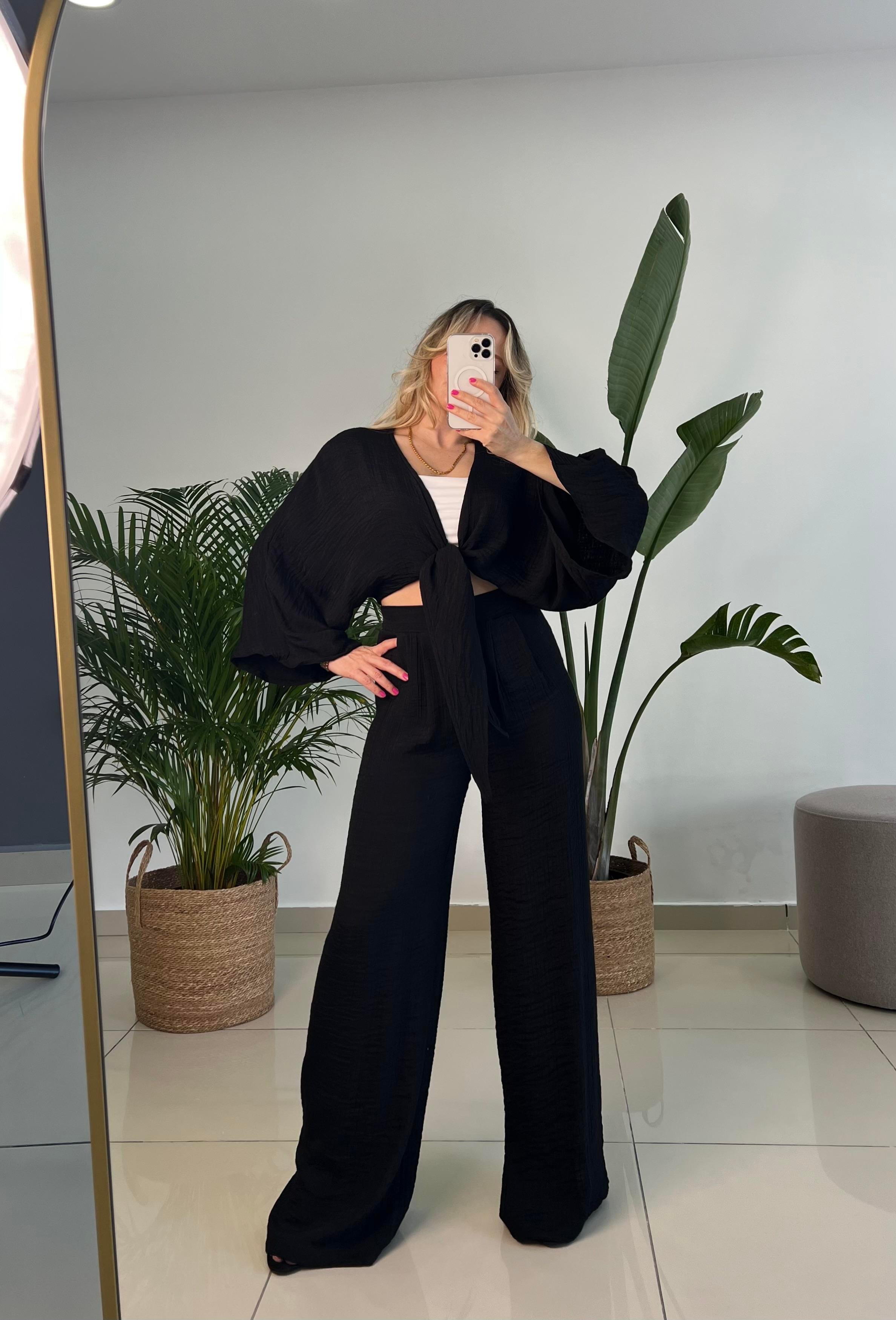 Siyah Krınkıl Keten Takım