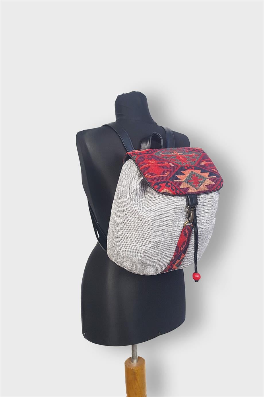 Küçük Sırt Gri Kilim Sırt Çantası