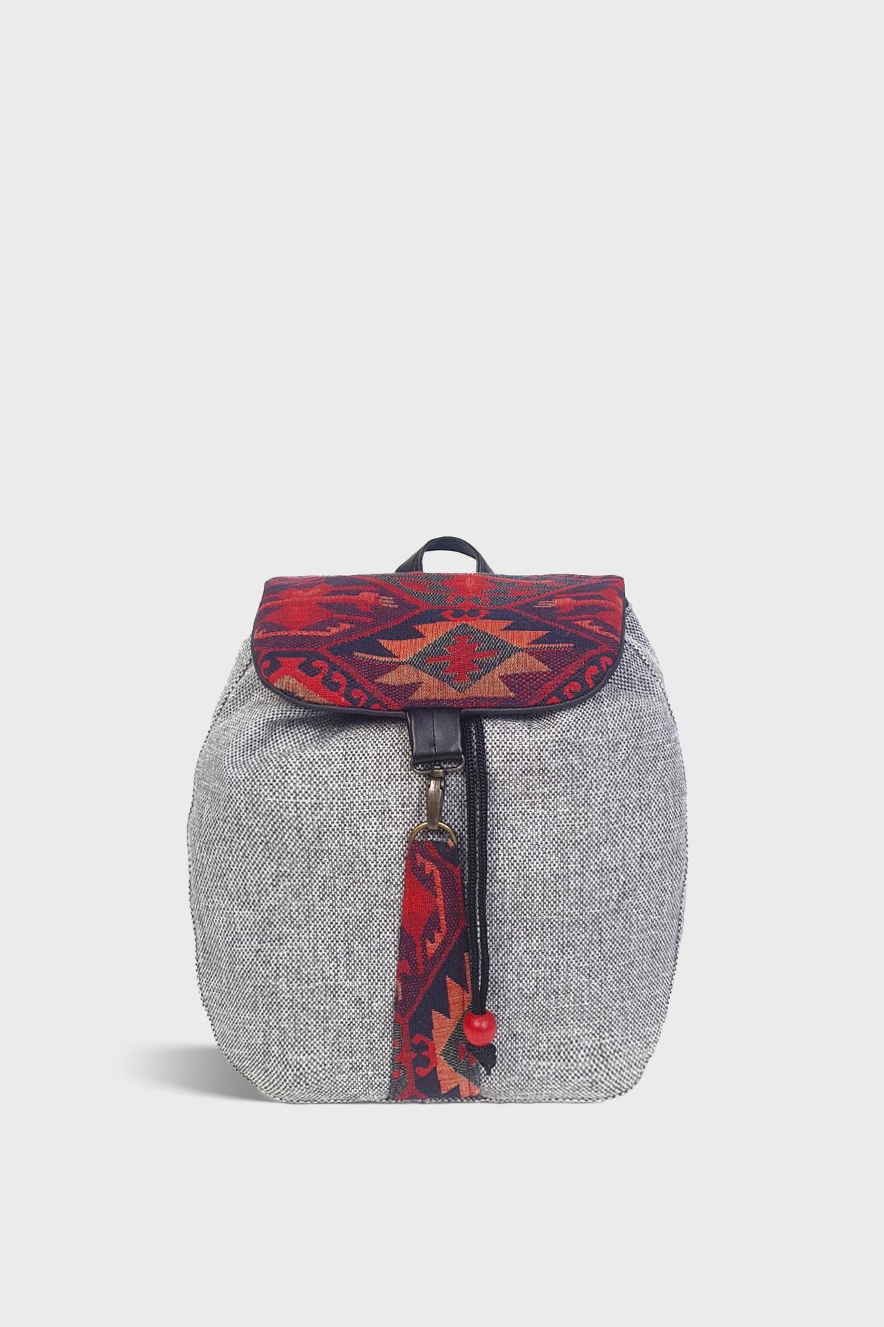 Küçük Sırt Gri Kilim Sırt Çantası
