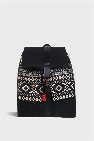 Cepli Siyah Örgü Sırt Çantası