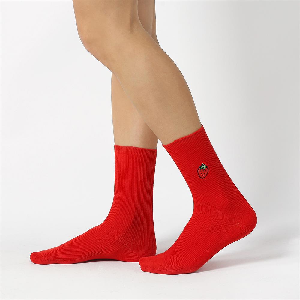 Colorcool Meyve Nakışlı 3'lü Renkli Kadın Çorabı Pembe Kırmızı Mor |  ColorCool