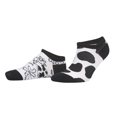 Milky Desenli Siyah Beyaz Eşi Farklı Kısa Patik Bilek Çorap