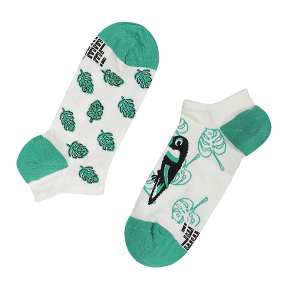 Tukan Desenli Yeşil Eşi Farklı Kısa Patik Bilek Çorap